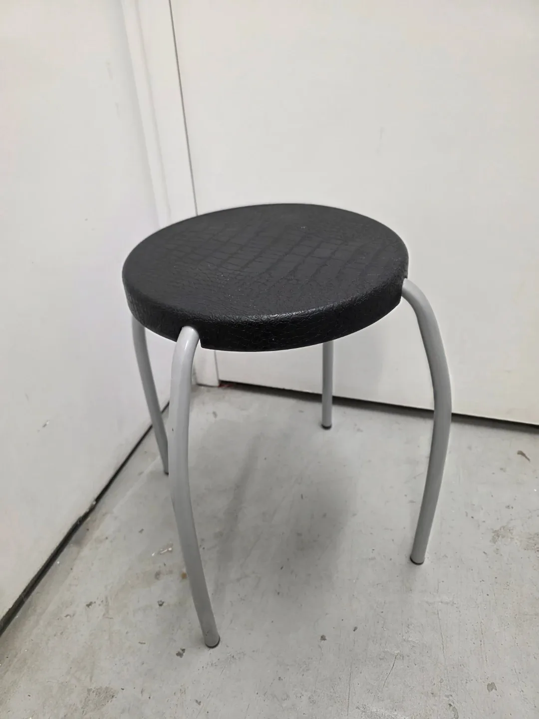 Black Circular Stool with Grey Legs