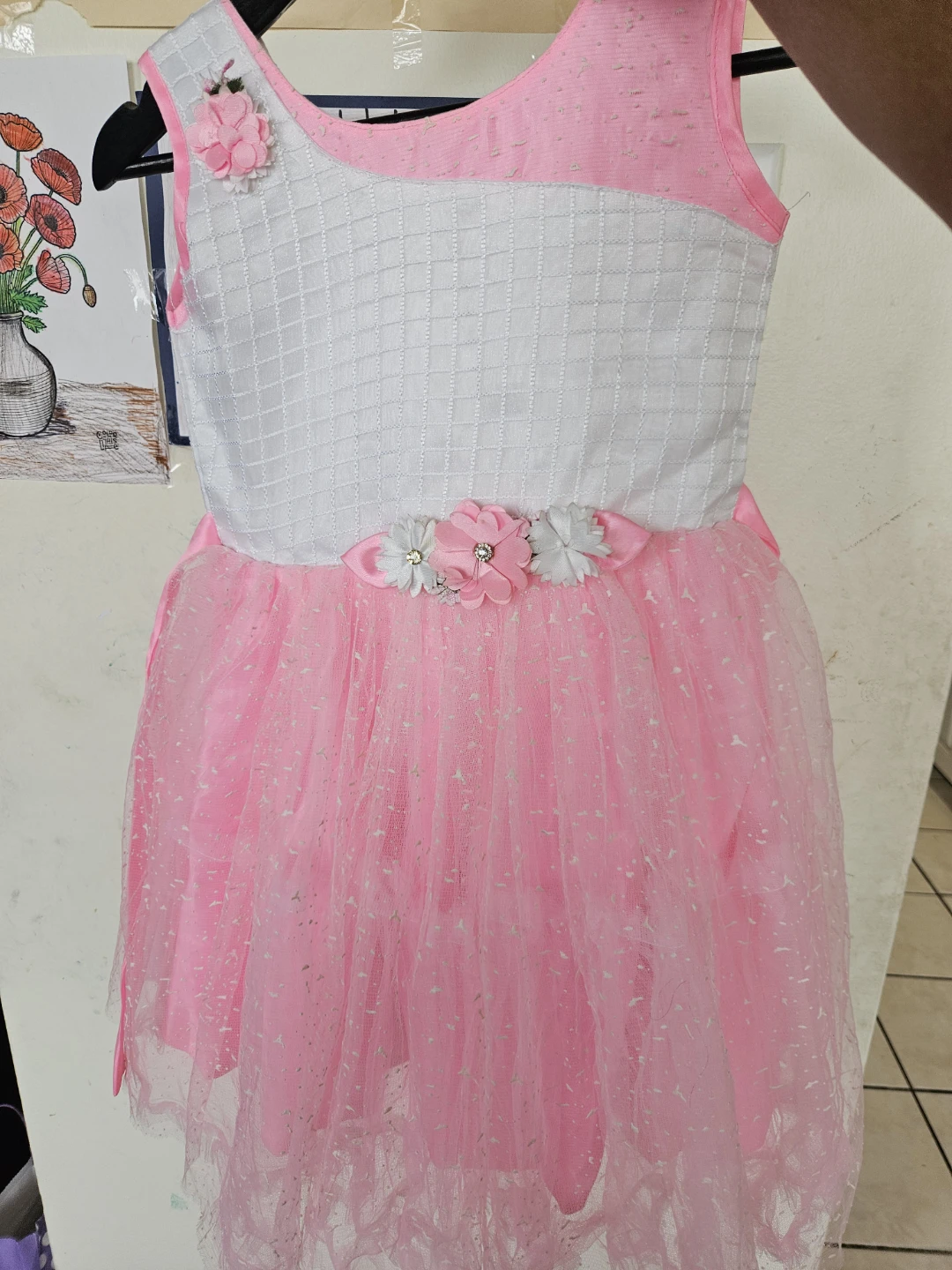 Girls Pink and White Party Dress