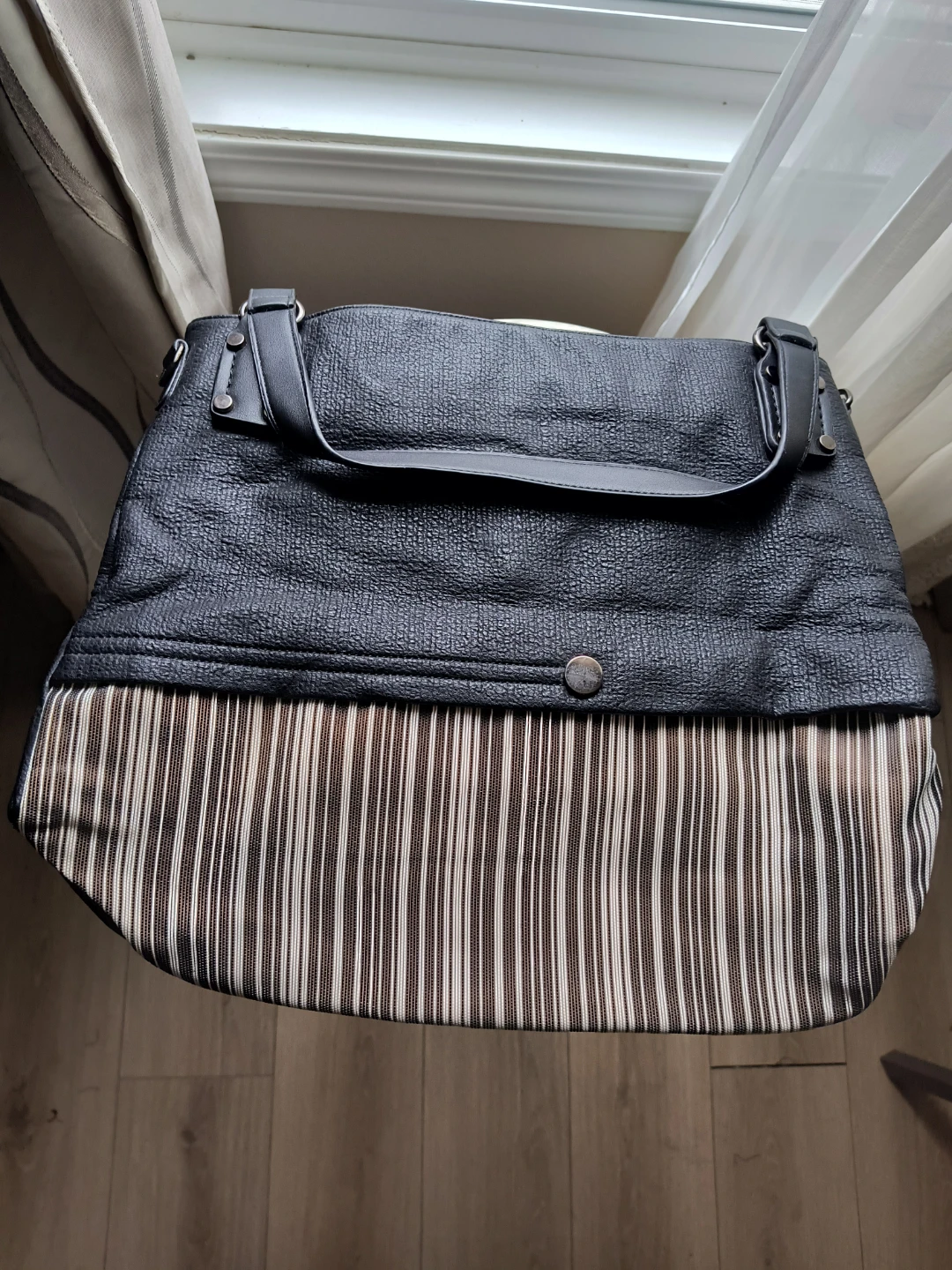 Black and Striped Shoulder Bag