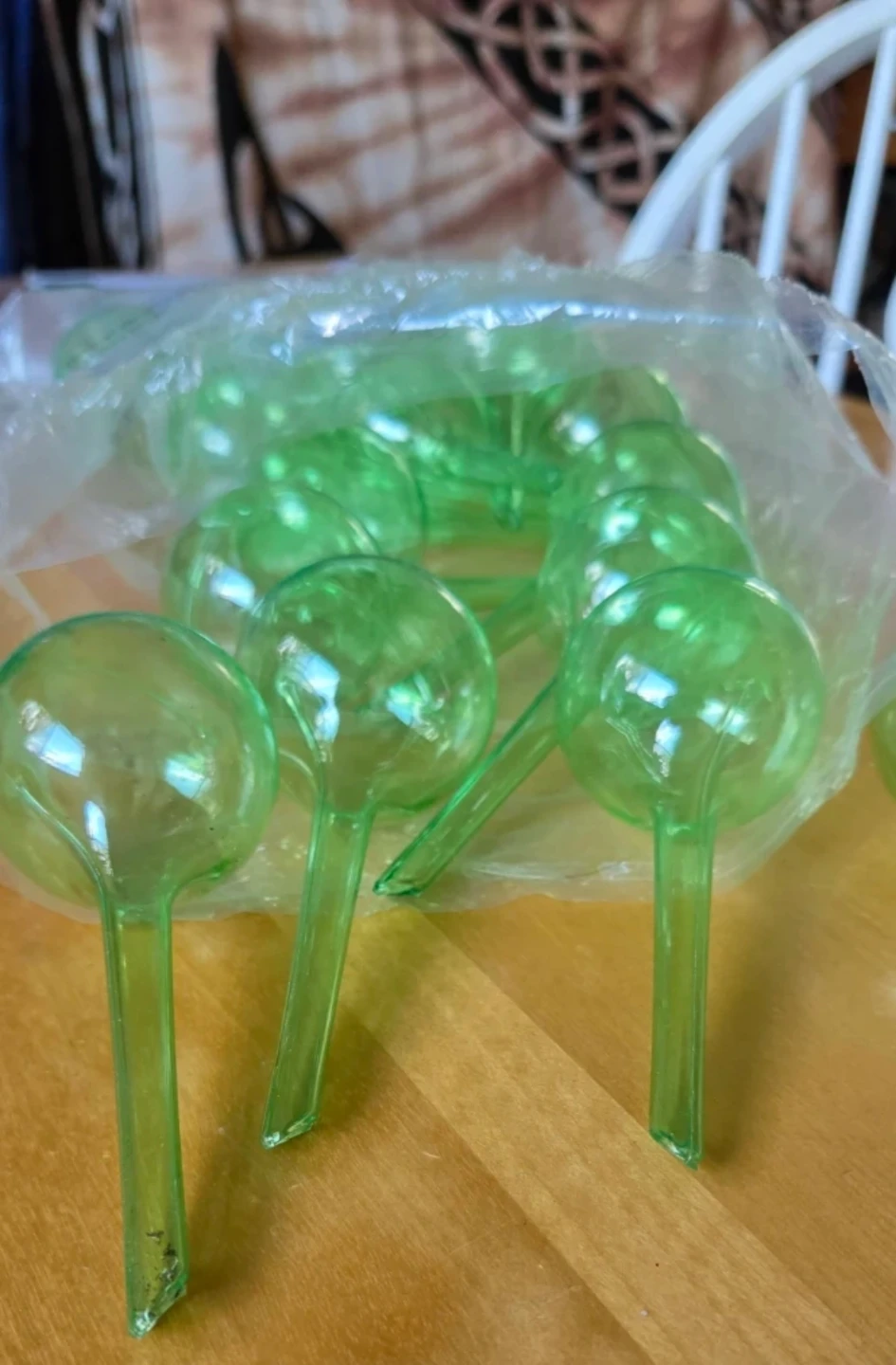 Set of 14 Green Plastic Plant Watering Globes