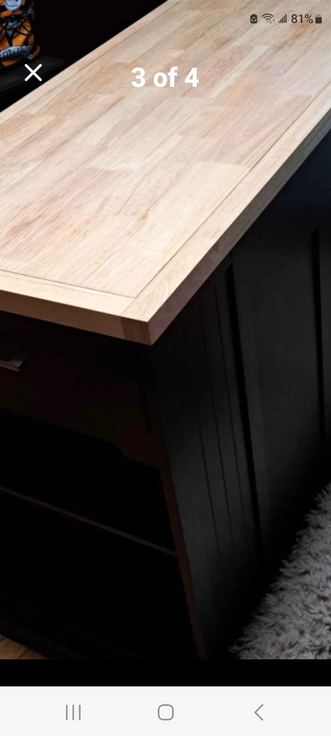 Black Kitchen Island with Wood Top - photo 2