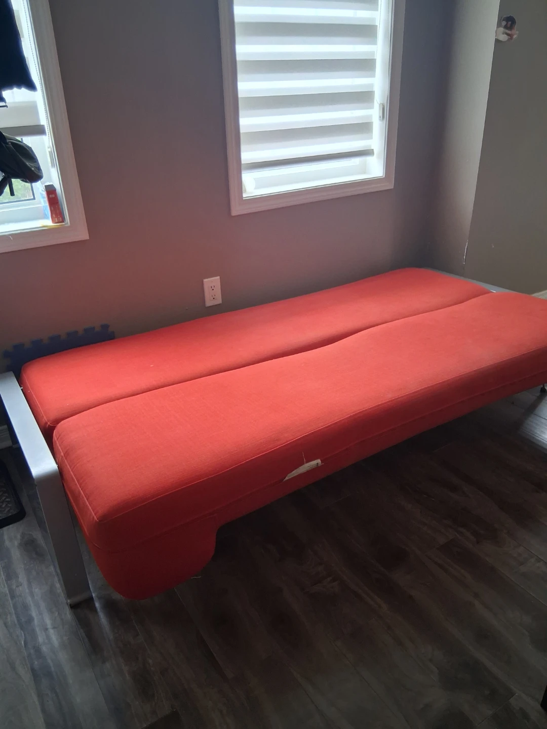 Orange Fabric Futon Sofa Bed - photo 2