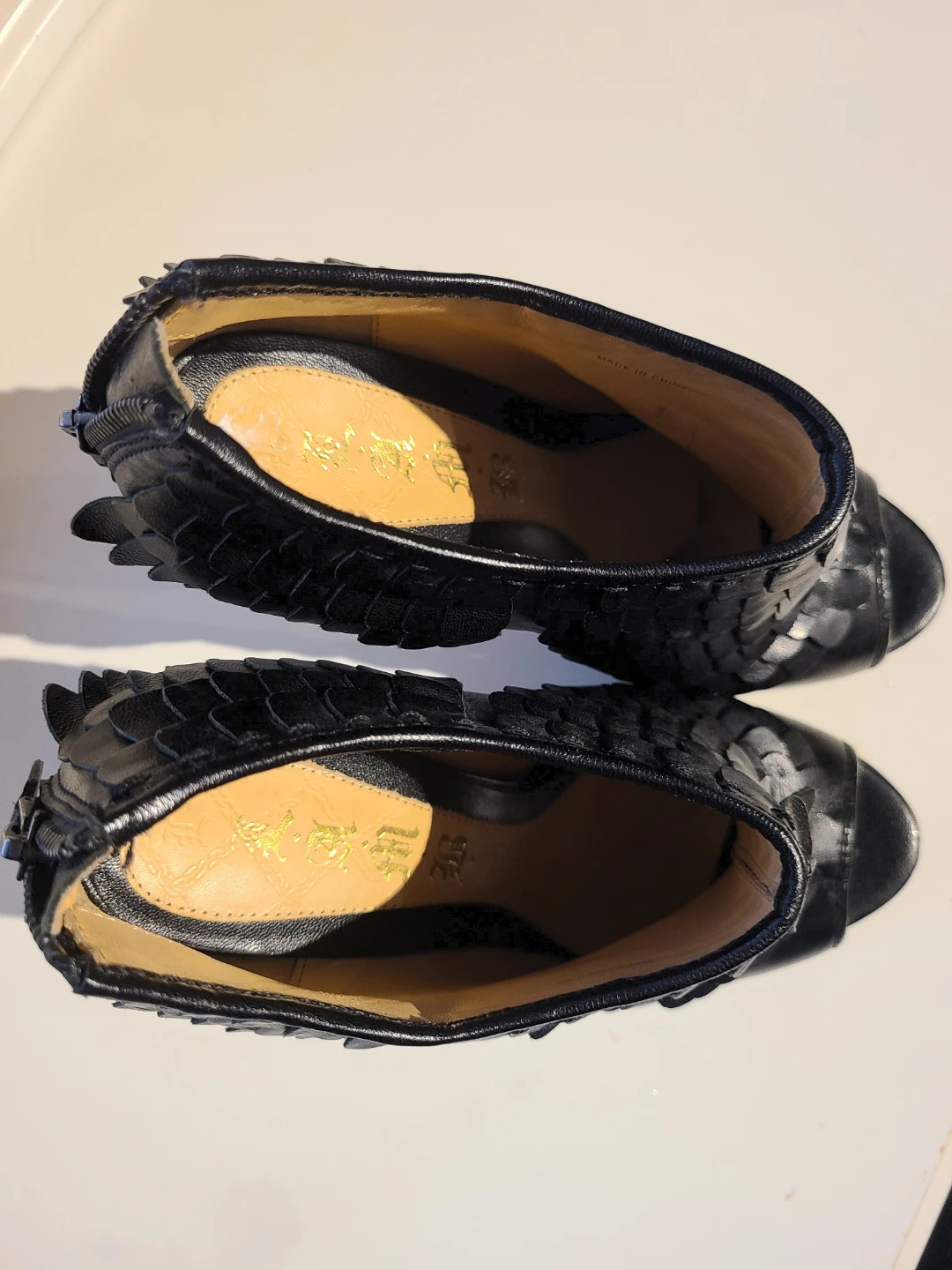L.A.M.B. Black Peep-Toe Heels - photo 3