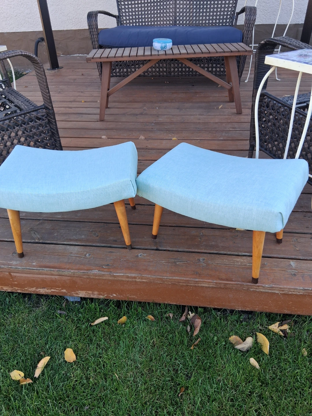 Set of Two  Mid-Century Style Footstools