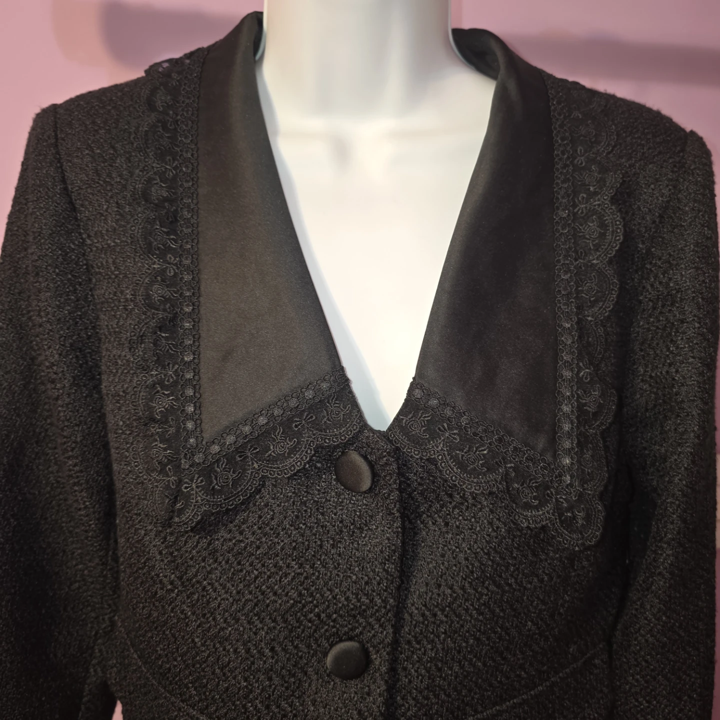 Bloomingdale's AQUA Black Tweed Jacket Size M - photo 3