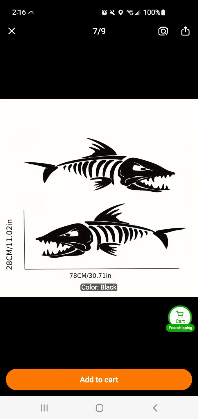 Black Skeleton Fish Car Decals