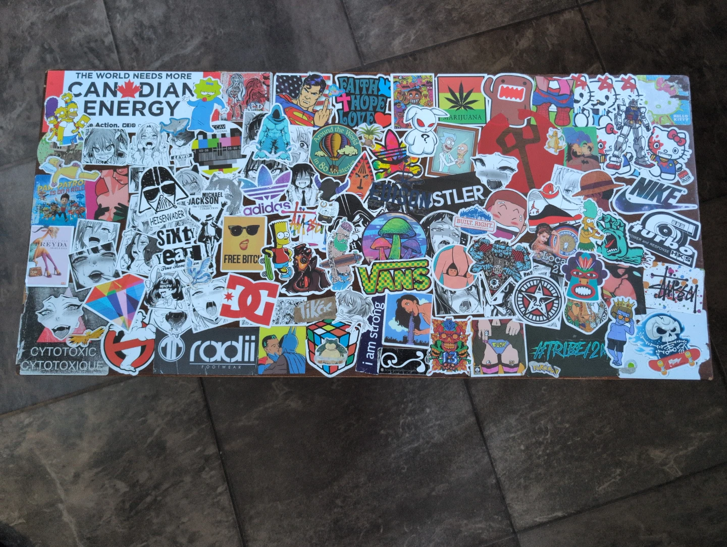 Sticker-Covered Storage Bench (Piano Bench)