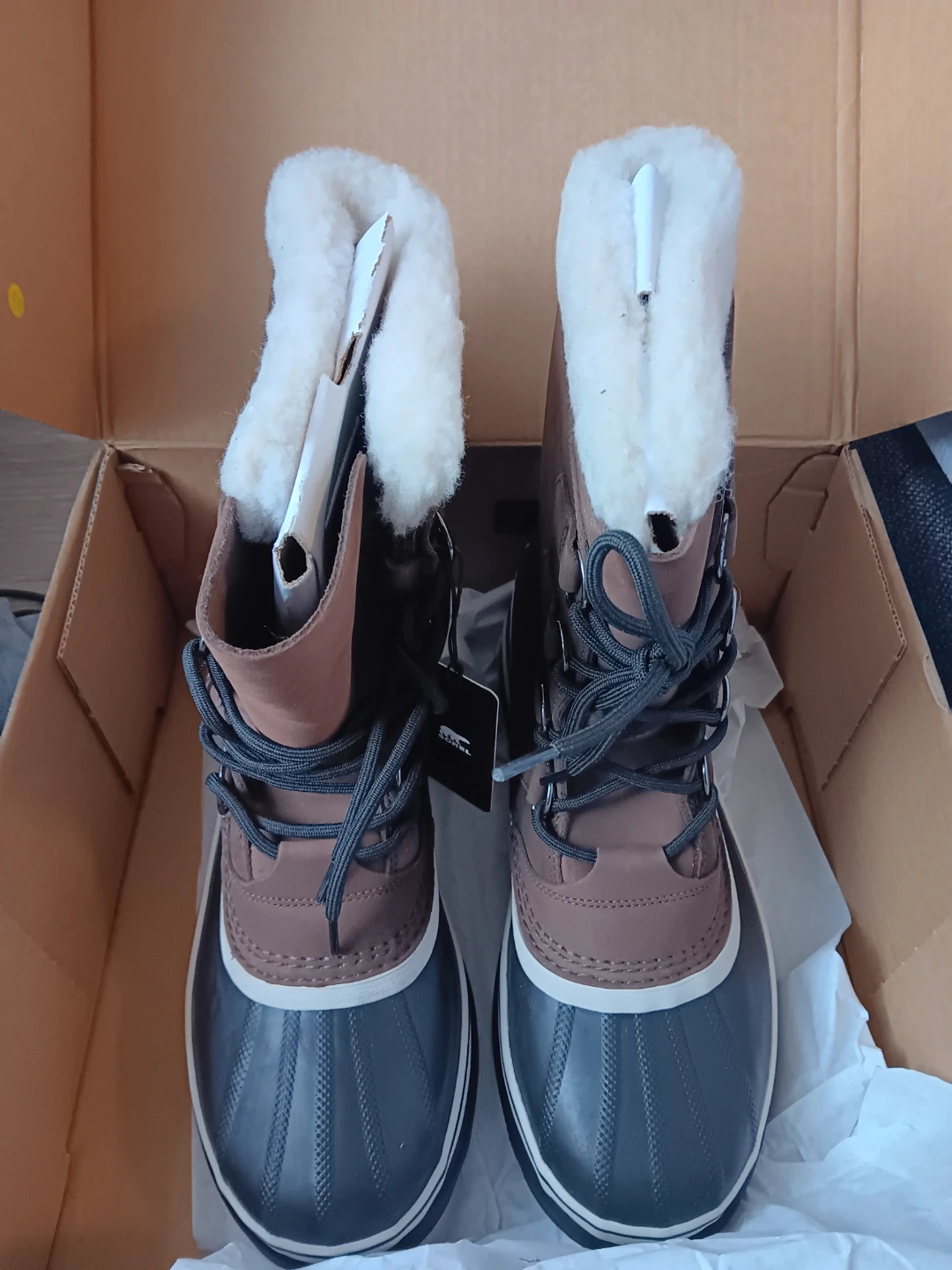 Bnwt 9.5 Men's SOREL Caribou Brown/Black Lace-Up Winter Boots - photo 3