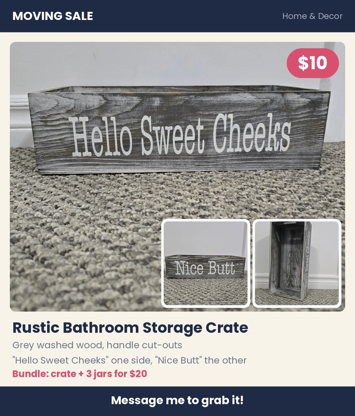 Rustic Bathroom Storage Crate