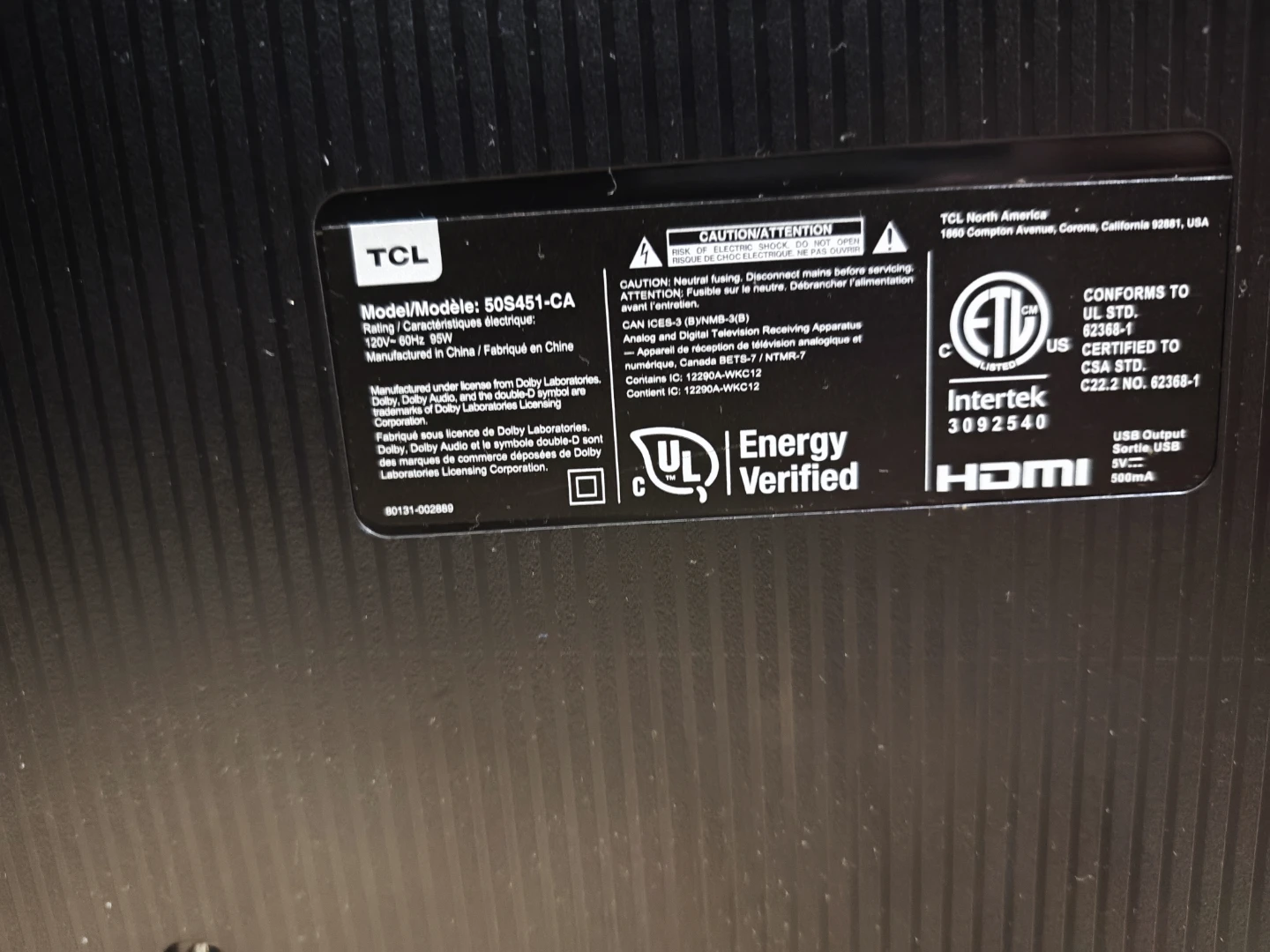 Like New TCL 50-inch 4K UHD Smart Roku TV 50S451-CA - photo 5