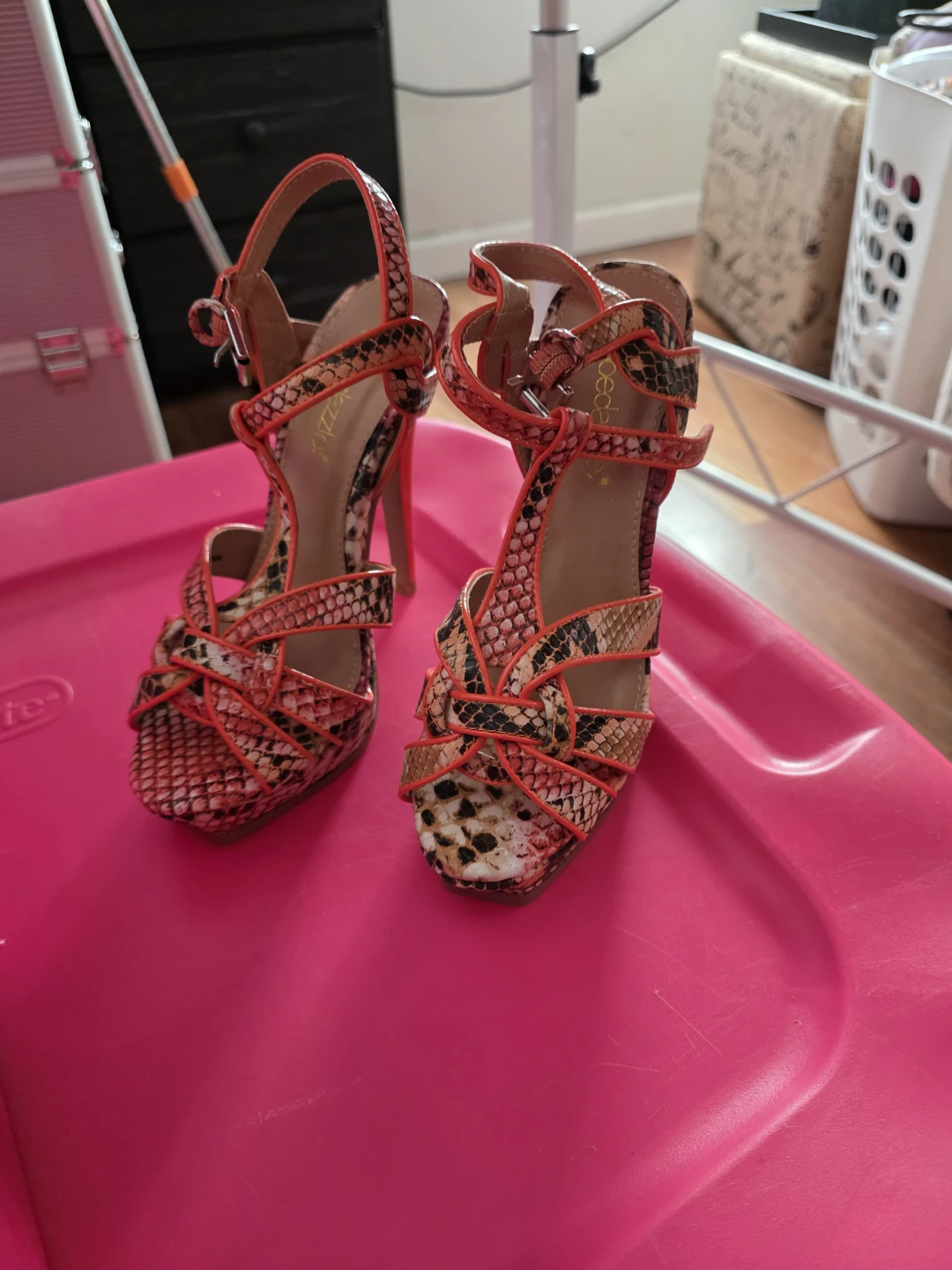 ShoeDazzle Elia Snakeskin Print Heels - photo 3