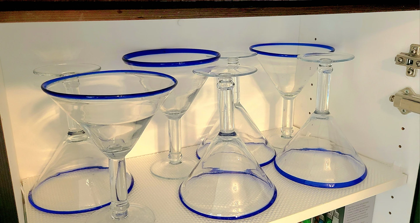 Set of 7 Blue Rim Margarita Glasses - photo 2