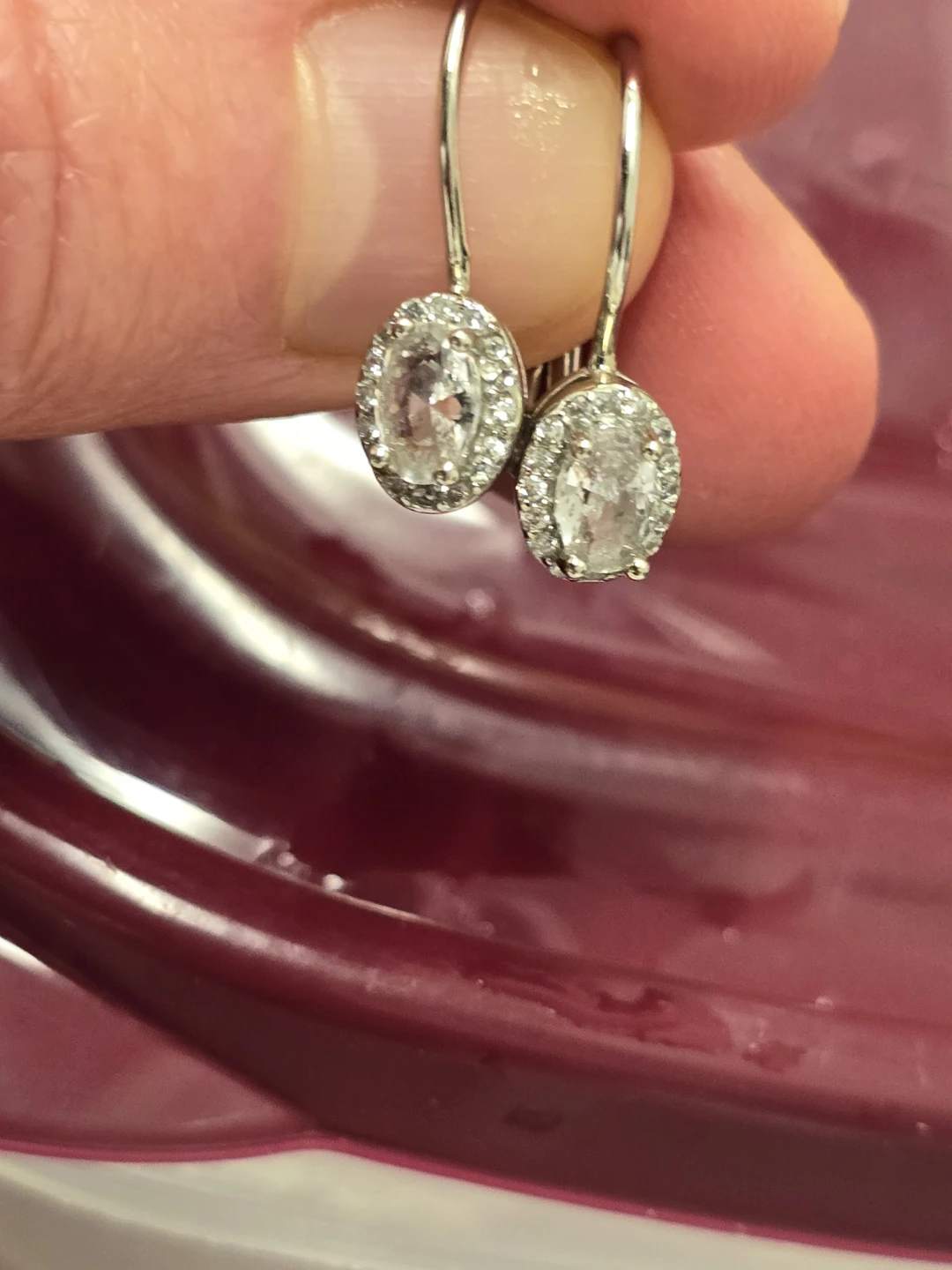 Oval Halo Earrings 925 Sterling Silver with Mossanite