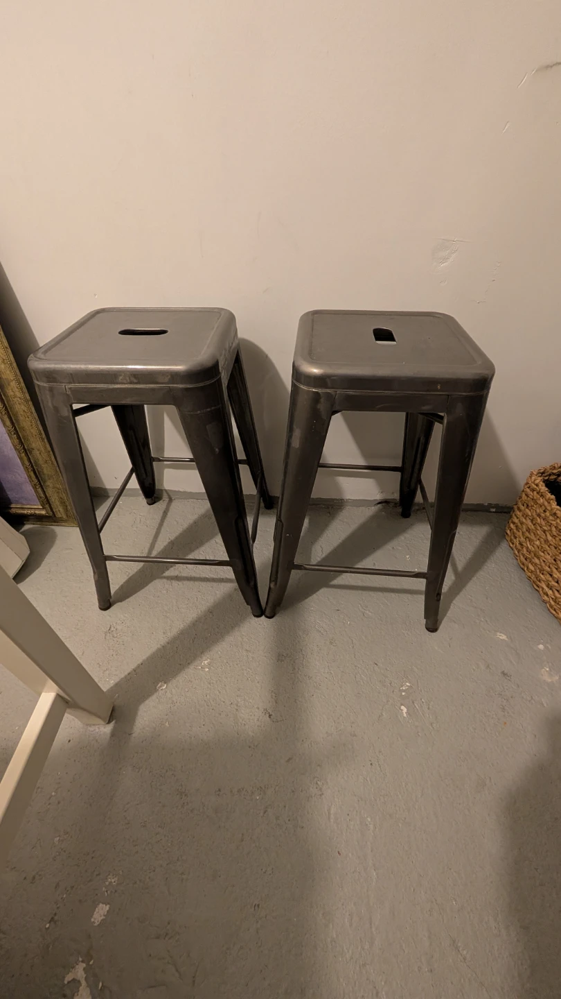 Set of Two Industrial Metal Stools
