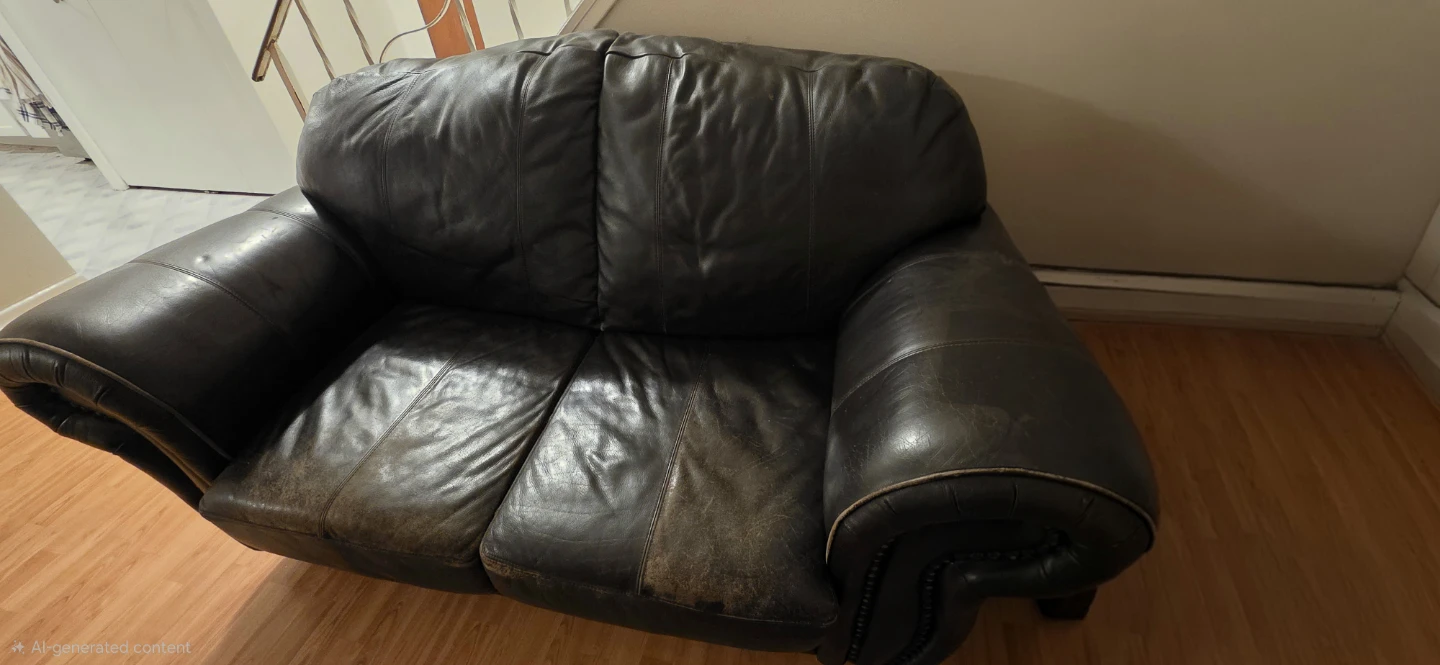 Dark Brown Leather Loveseat - photo 2