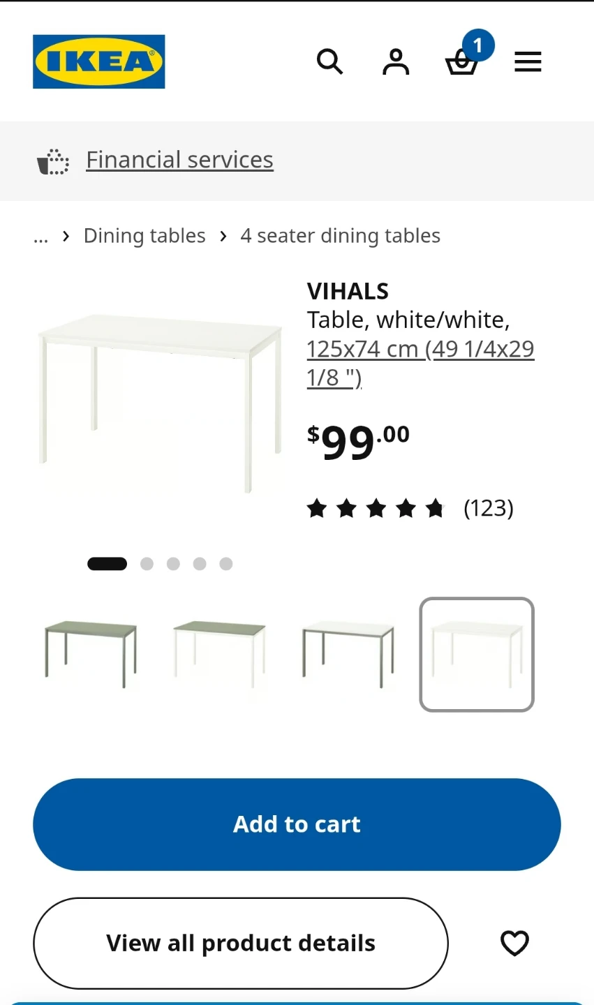 IKEA VIHALS White Dining Table / desk - photo 4
