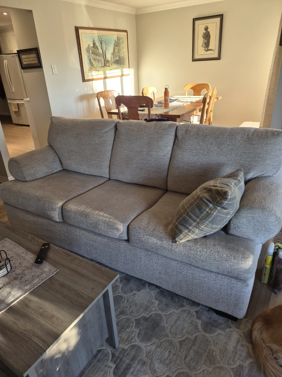 Three-Seater Grey Fabric Sofa