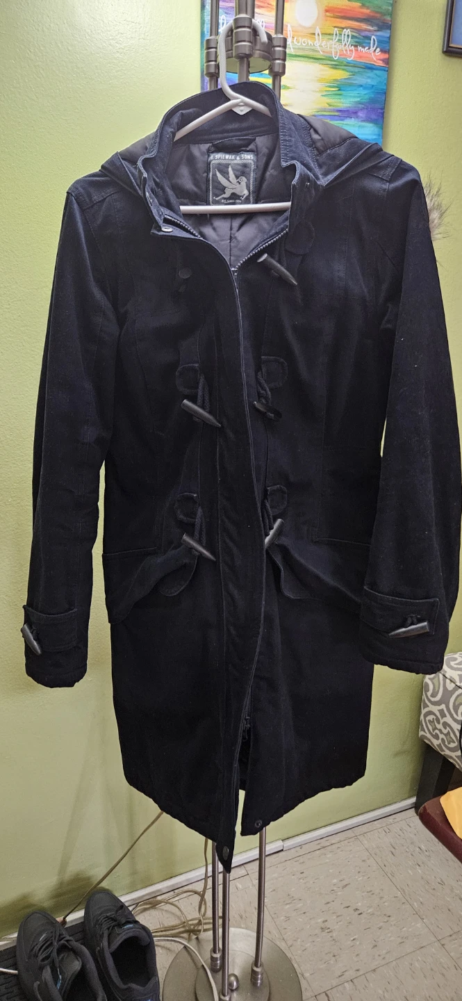 I. Spiewak & Sons Navy Blue Winter Parka Coat – Faux Fur Hood