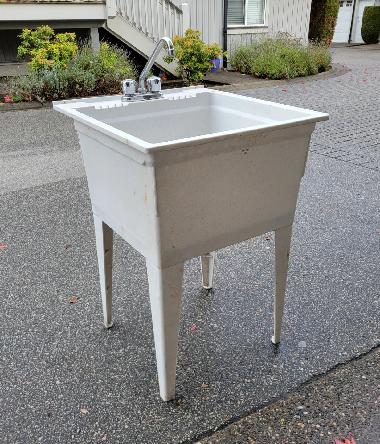 Utility Sink with Faucet & Integrated Scrub Board.