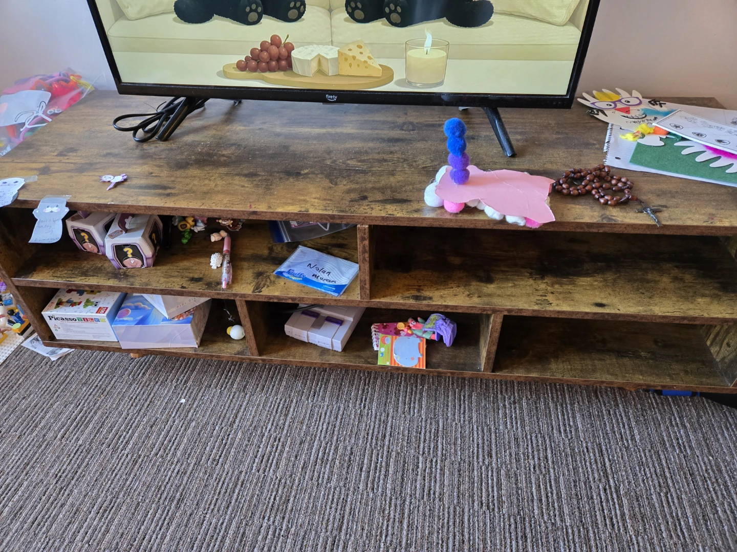 Rustic Wood TV Media Console Stand