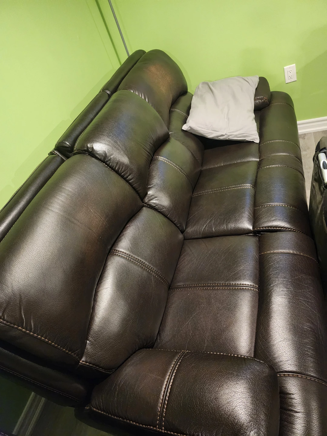 6-Seat Dark Brown Leather Reclining Sectional Sofa - photo 3