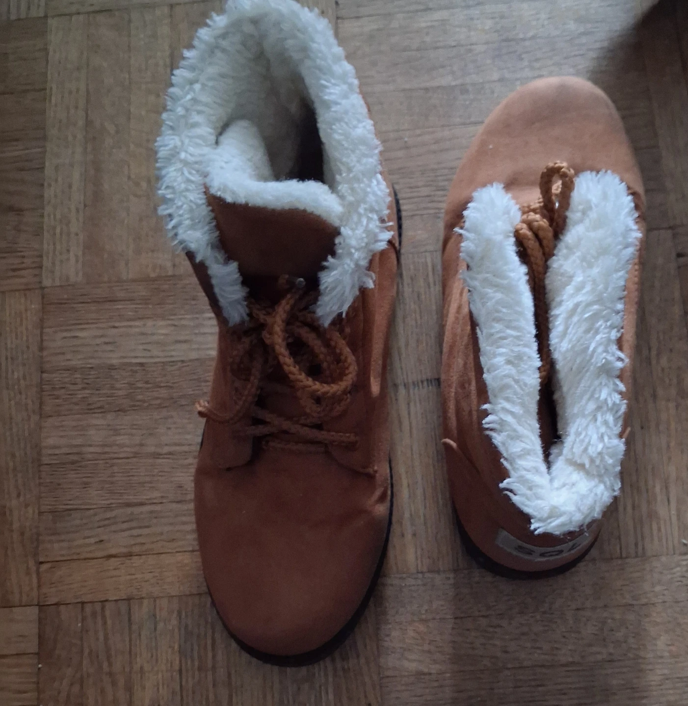SQL Faux Suede Lace-Up Boots - Tan - photo 2