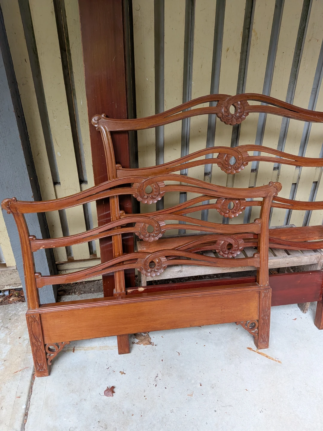 Vintage wooden Twin bead with headboard and footboard