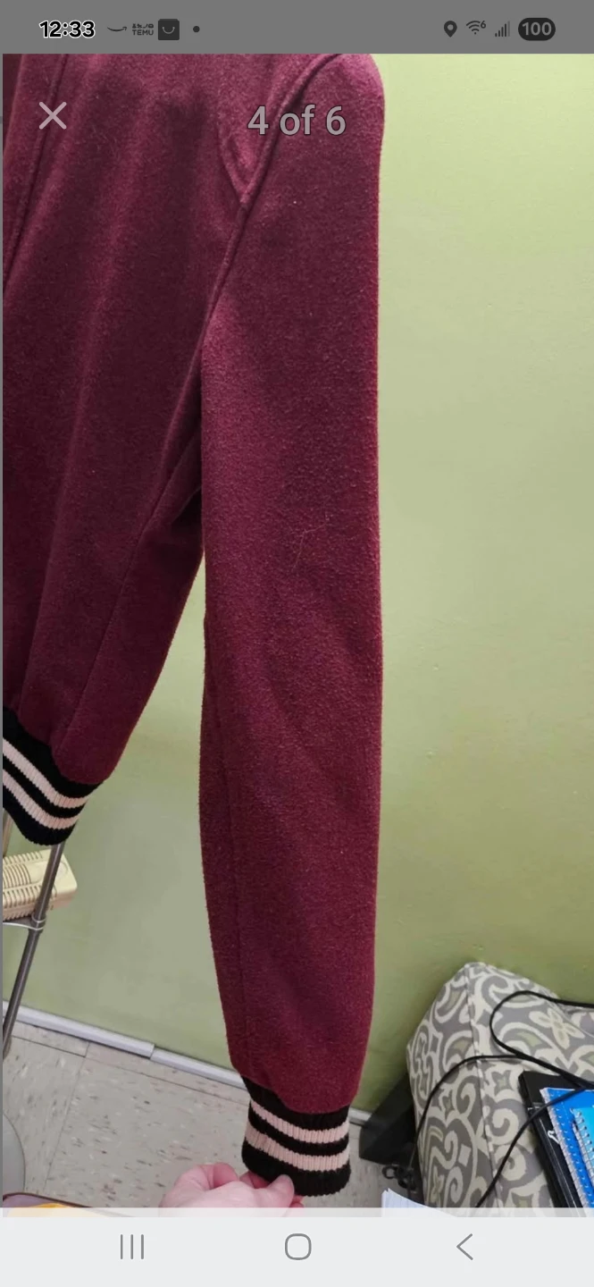 BDG Urban Outfitters Burgundy Varsity Bomber Jacket –Small - photo 5