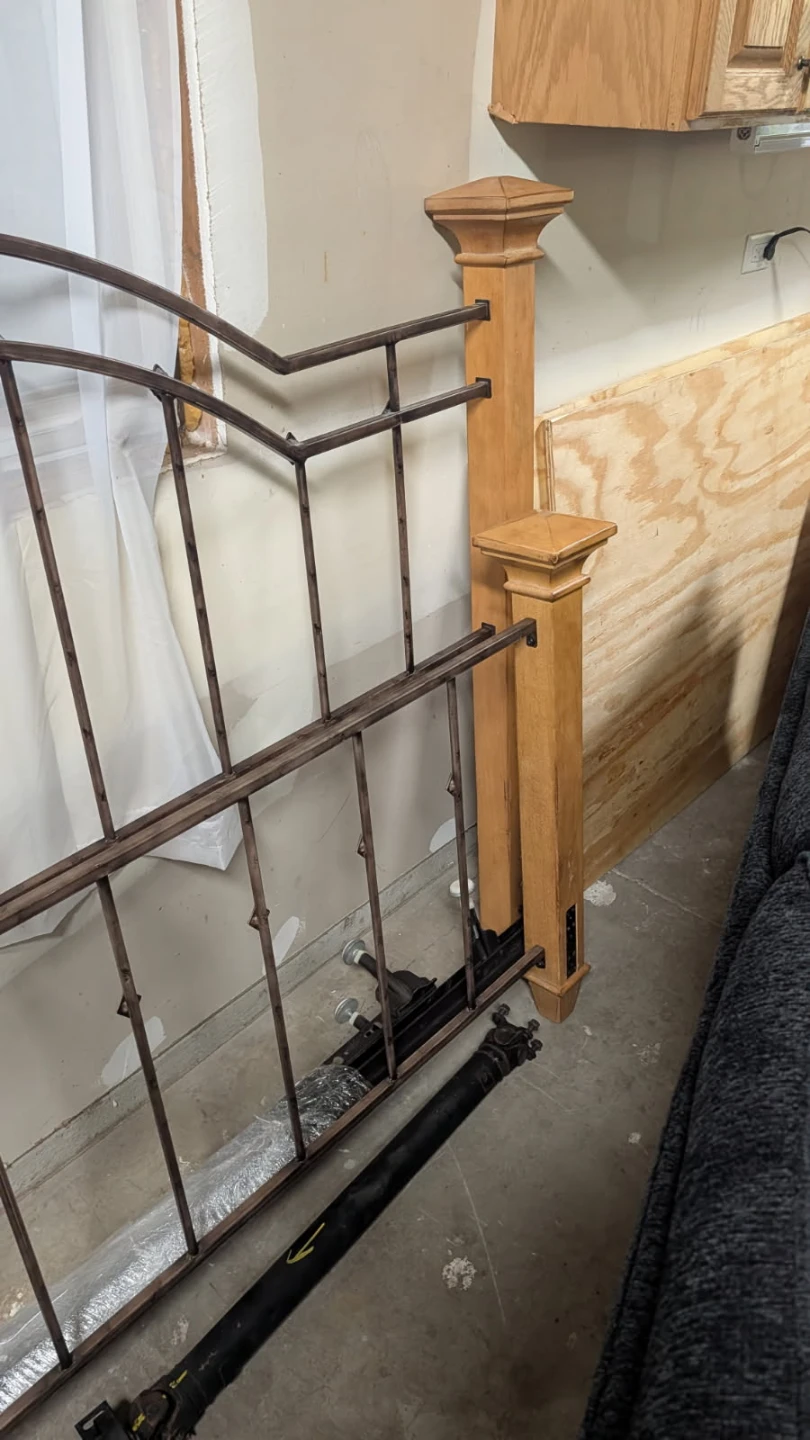 Wood and Metal Queen Bed Headboard