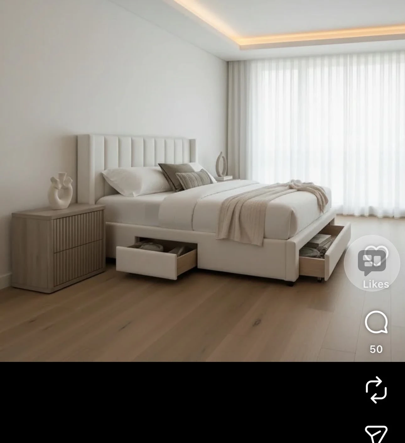 White Upholstered Storage Bed Frame