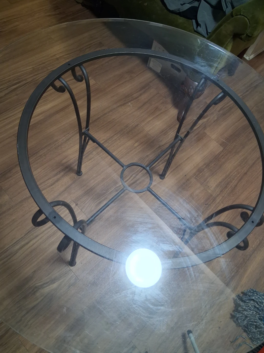 Round Glass Dining Table with Metal Base - photo 3