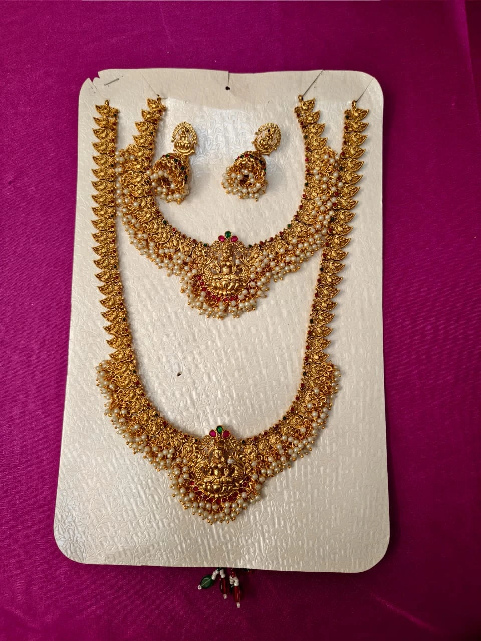 Gold Tone Temple Jewellery Necklace Set
