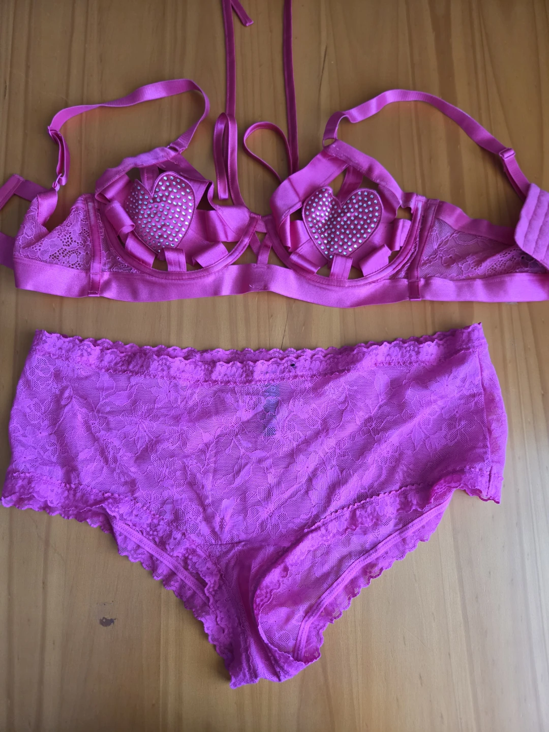Torrid Pink Lingerie Set with Heart Details