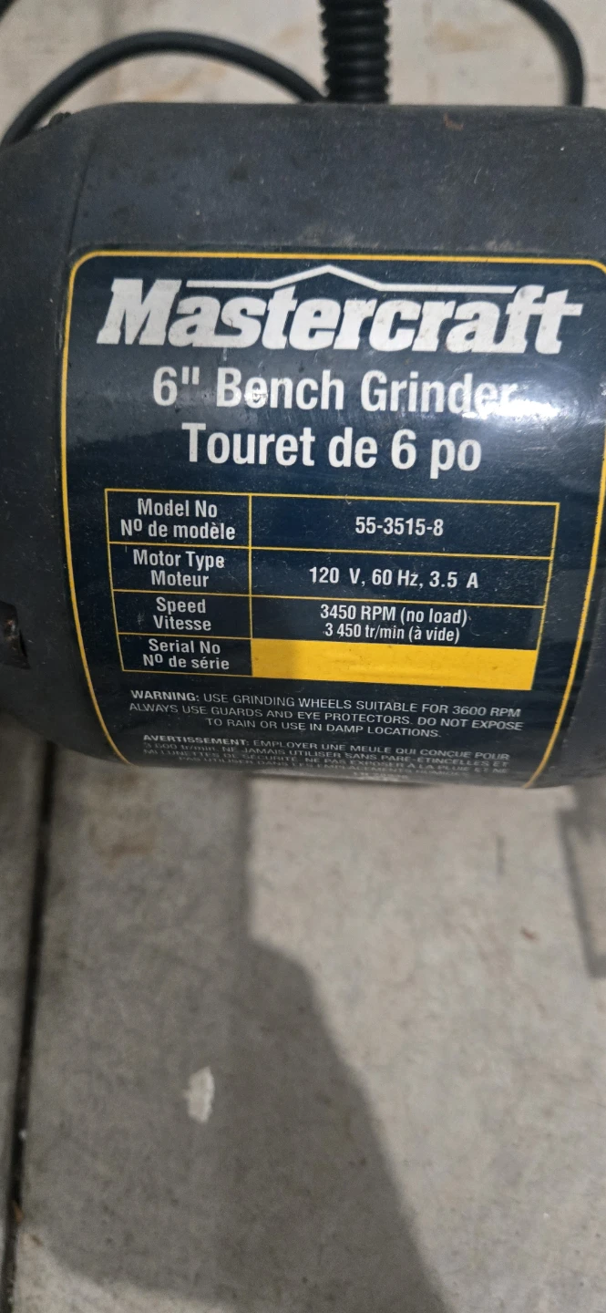 Mastercraft 6" Bench Grinder with Work Centre Stand - photo 2