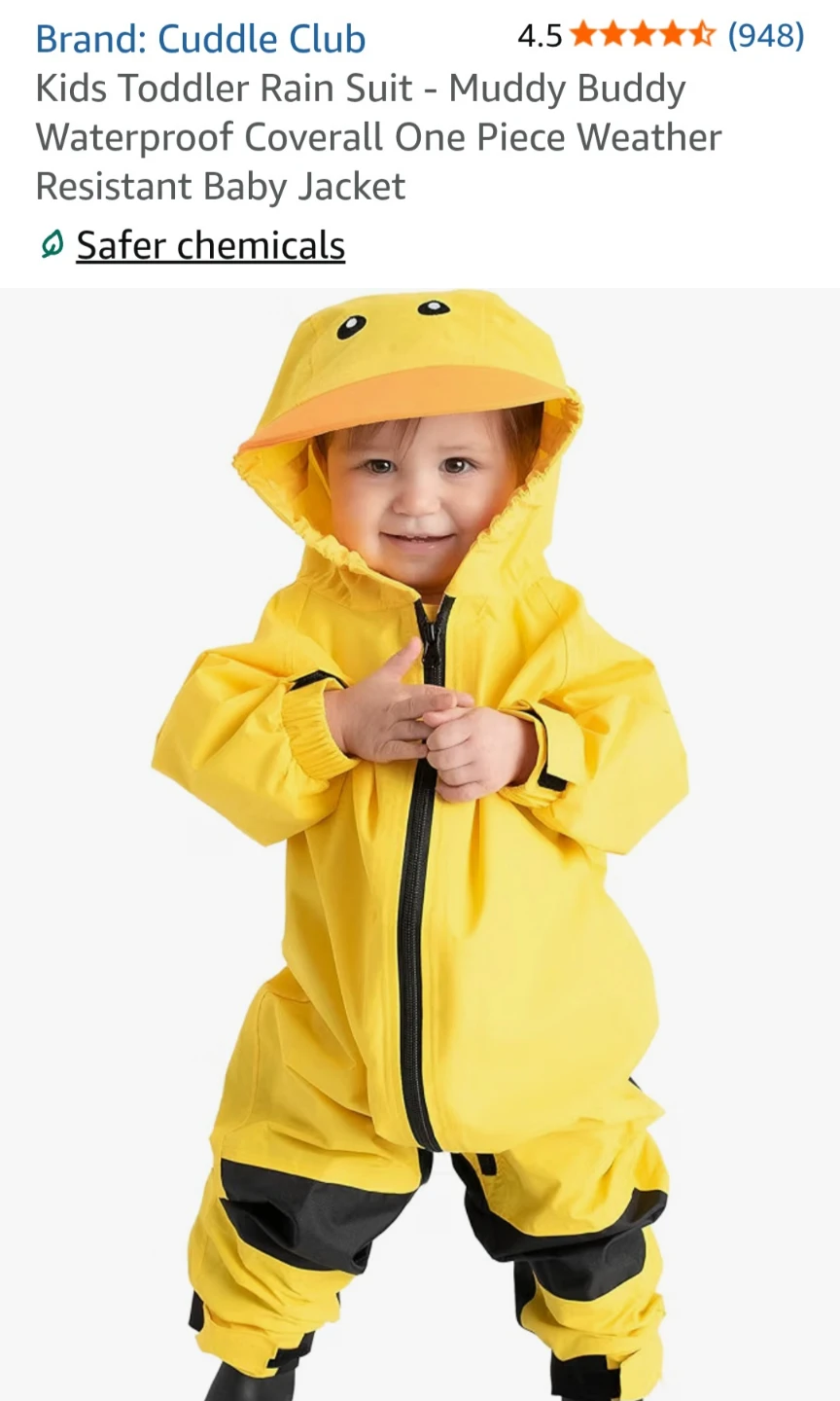 NWT Cuddle Club Toddler Rain Suit - Yellow Duck - photo 4