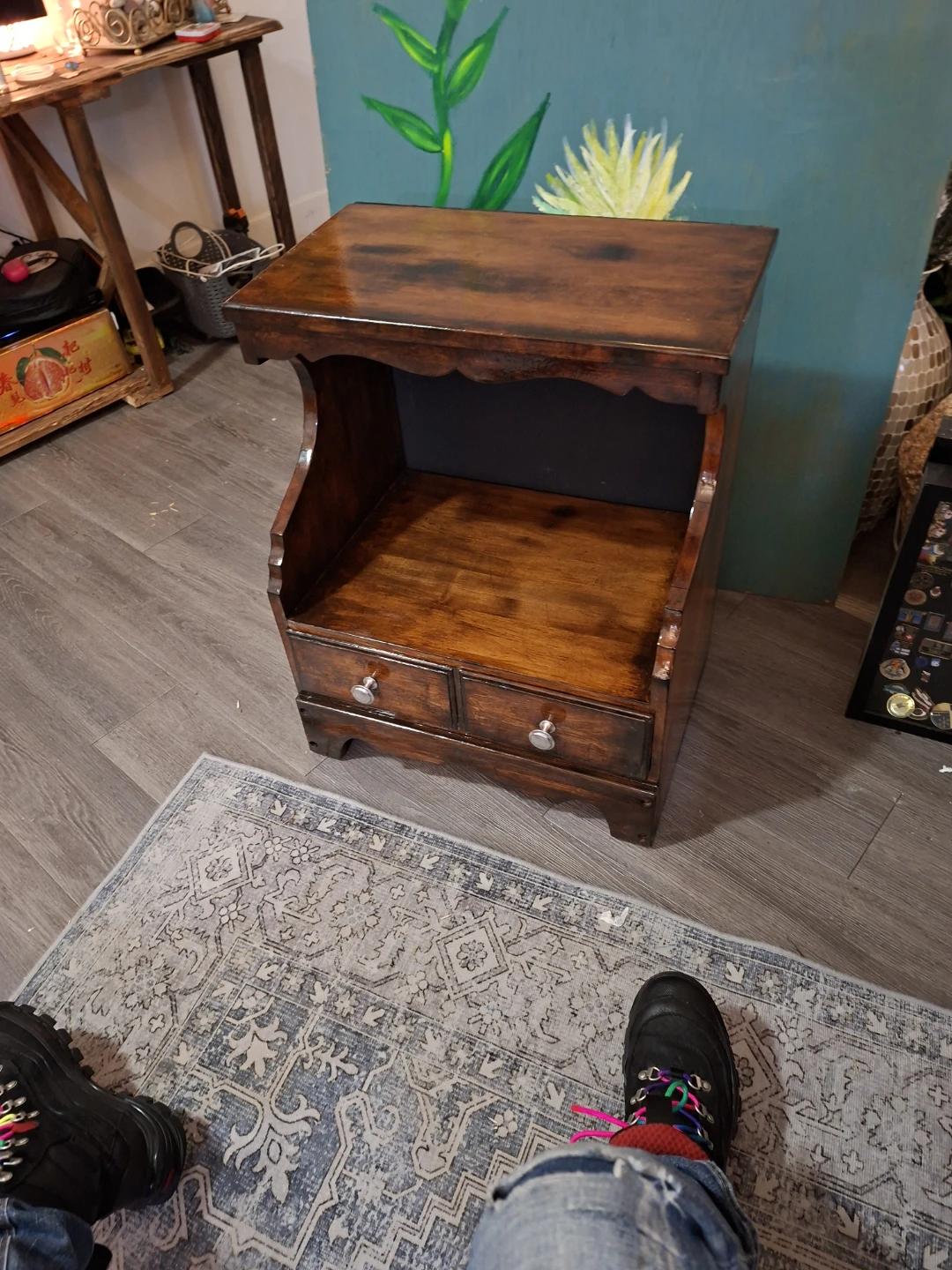 Solid Wood Nightstand with one Drawer - photo 2
