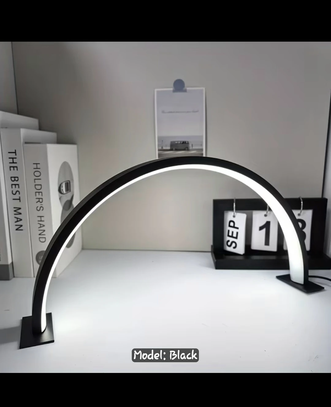 Black Arch LED Table Lamp nails