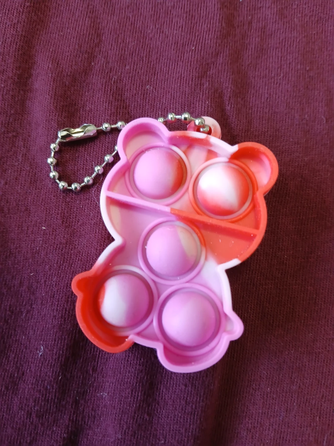 Pink and red bear pop-it keychain
