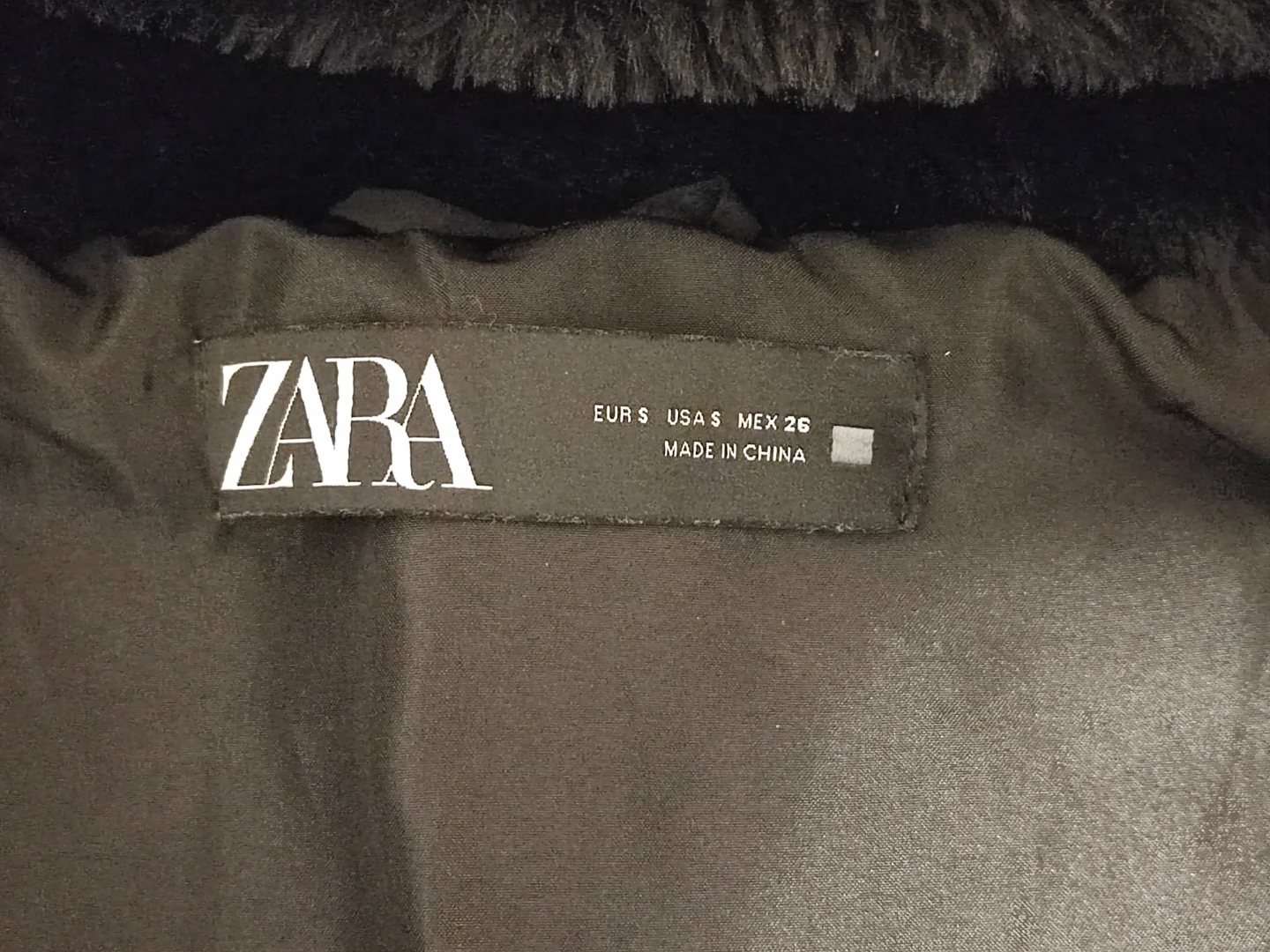 Zara black faux fur zip-up hoodie, size S - photo 2