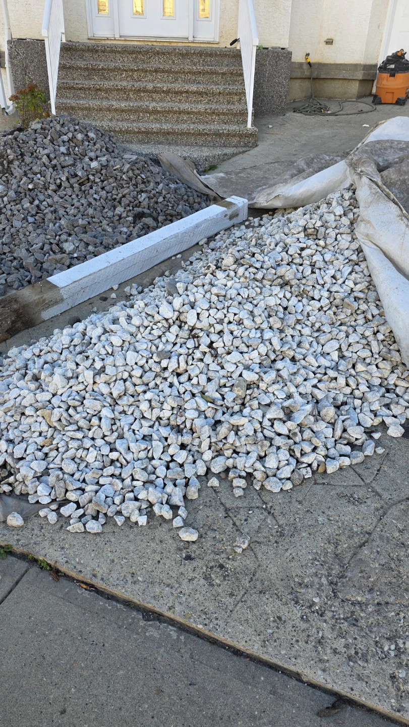 White landscaping rocks stones