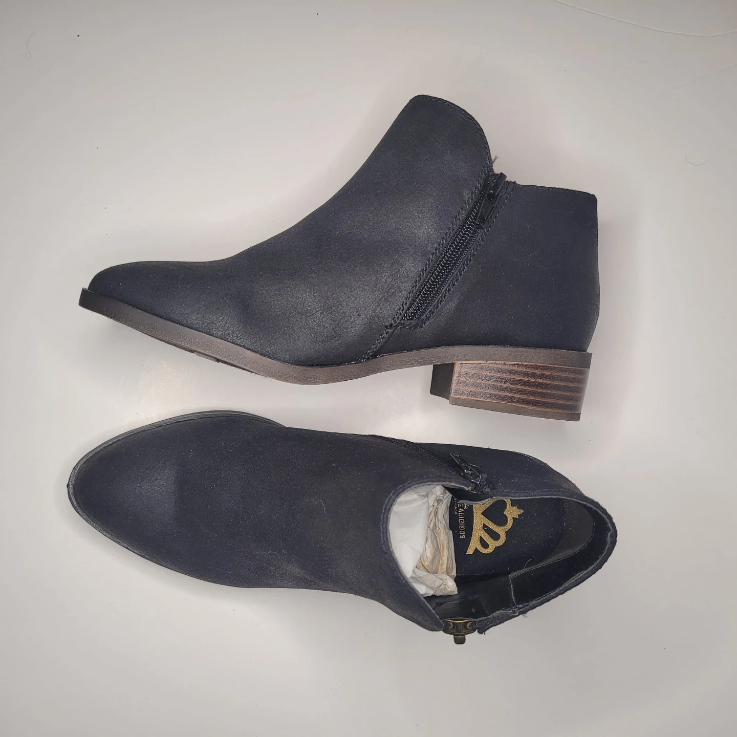 Black Faux Suede Ankle Boots Size 6.5 - photo 2