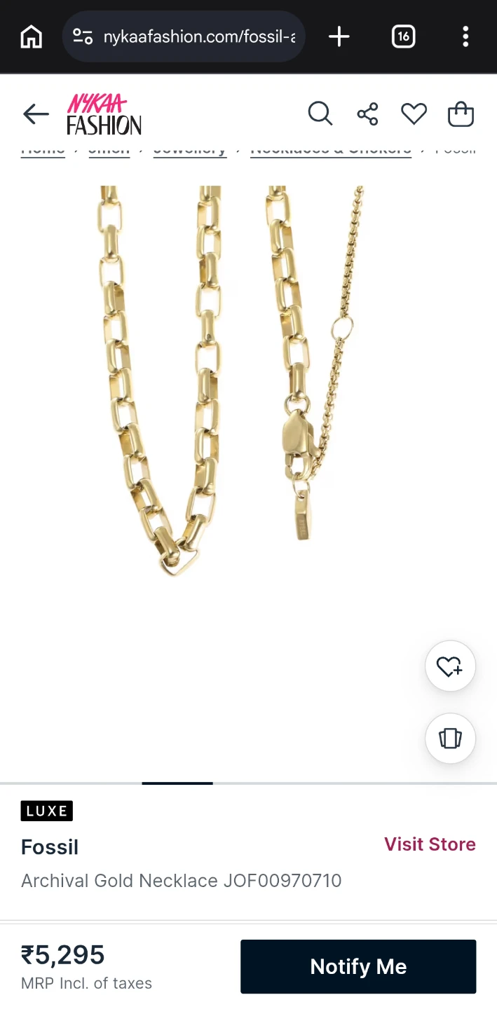 Gold plated stainless steel jewellery