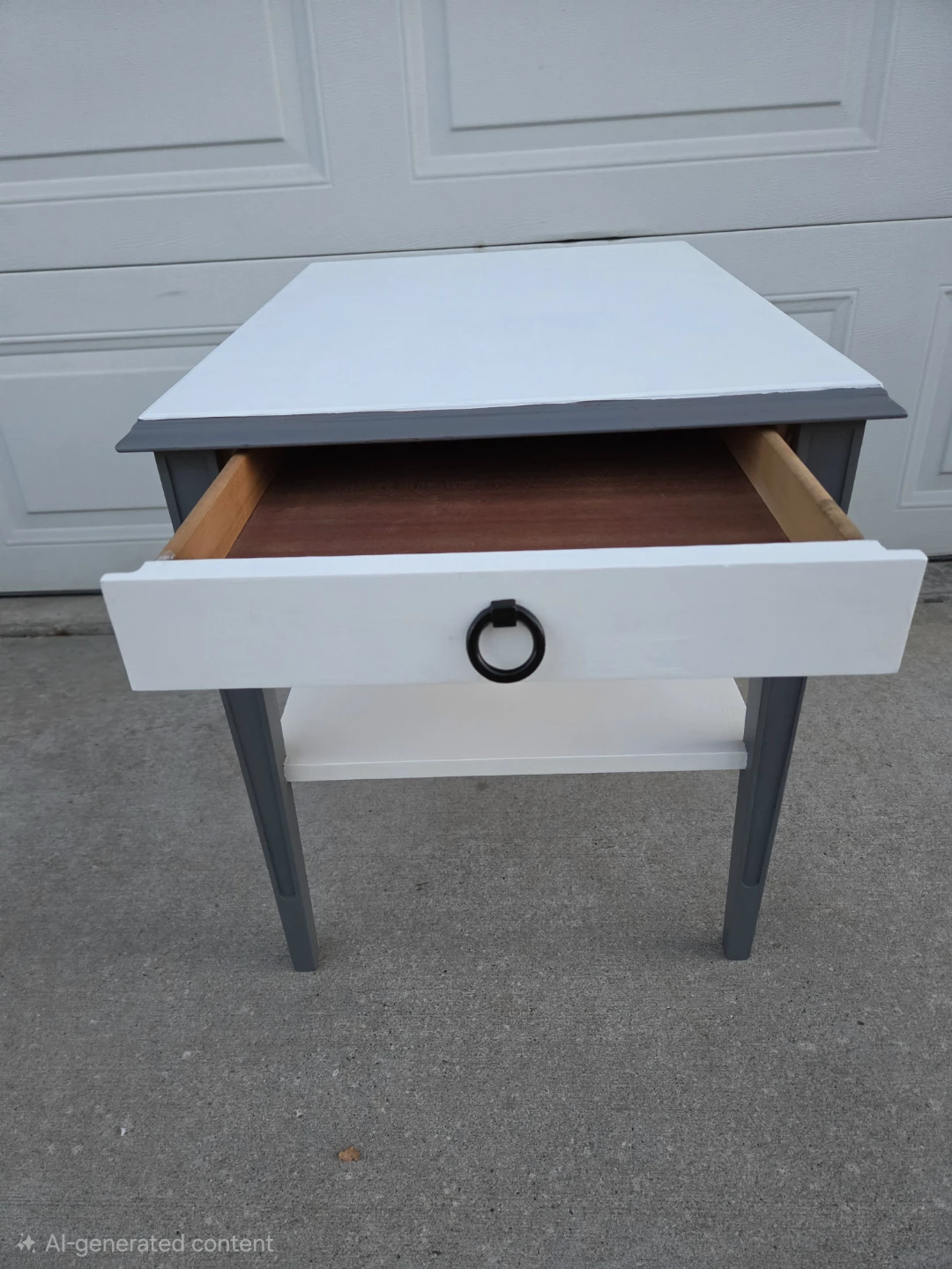 Two-Tone Grey and White End Table with Drawer. Like New! - photo 5