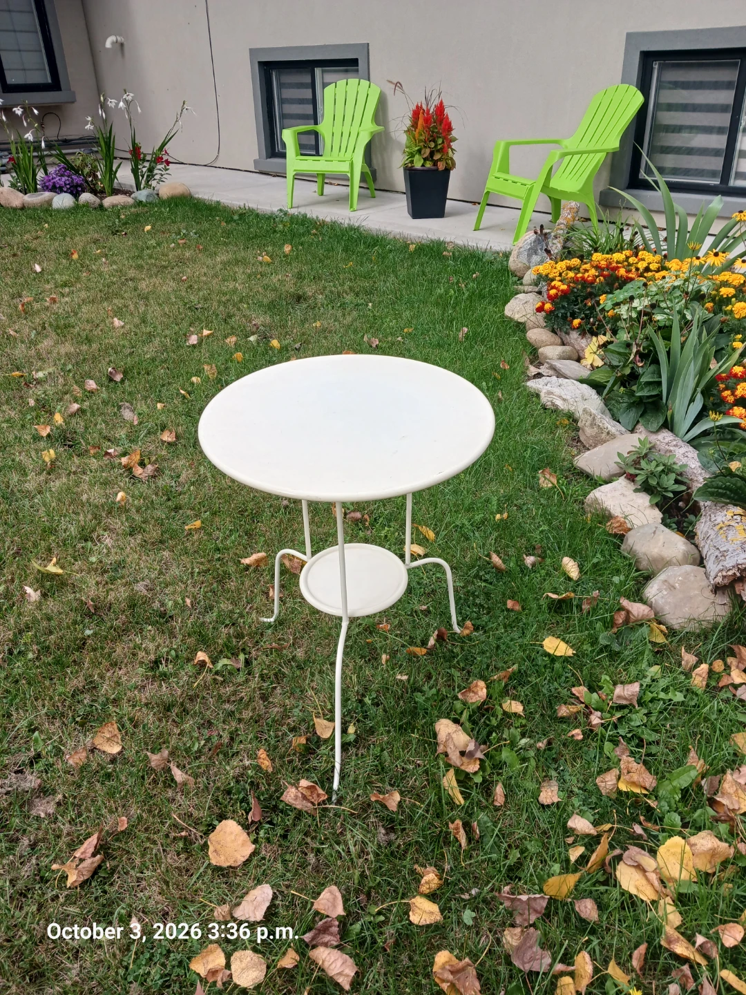 White Metal Outdoor Side Table
