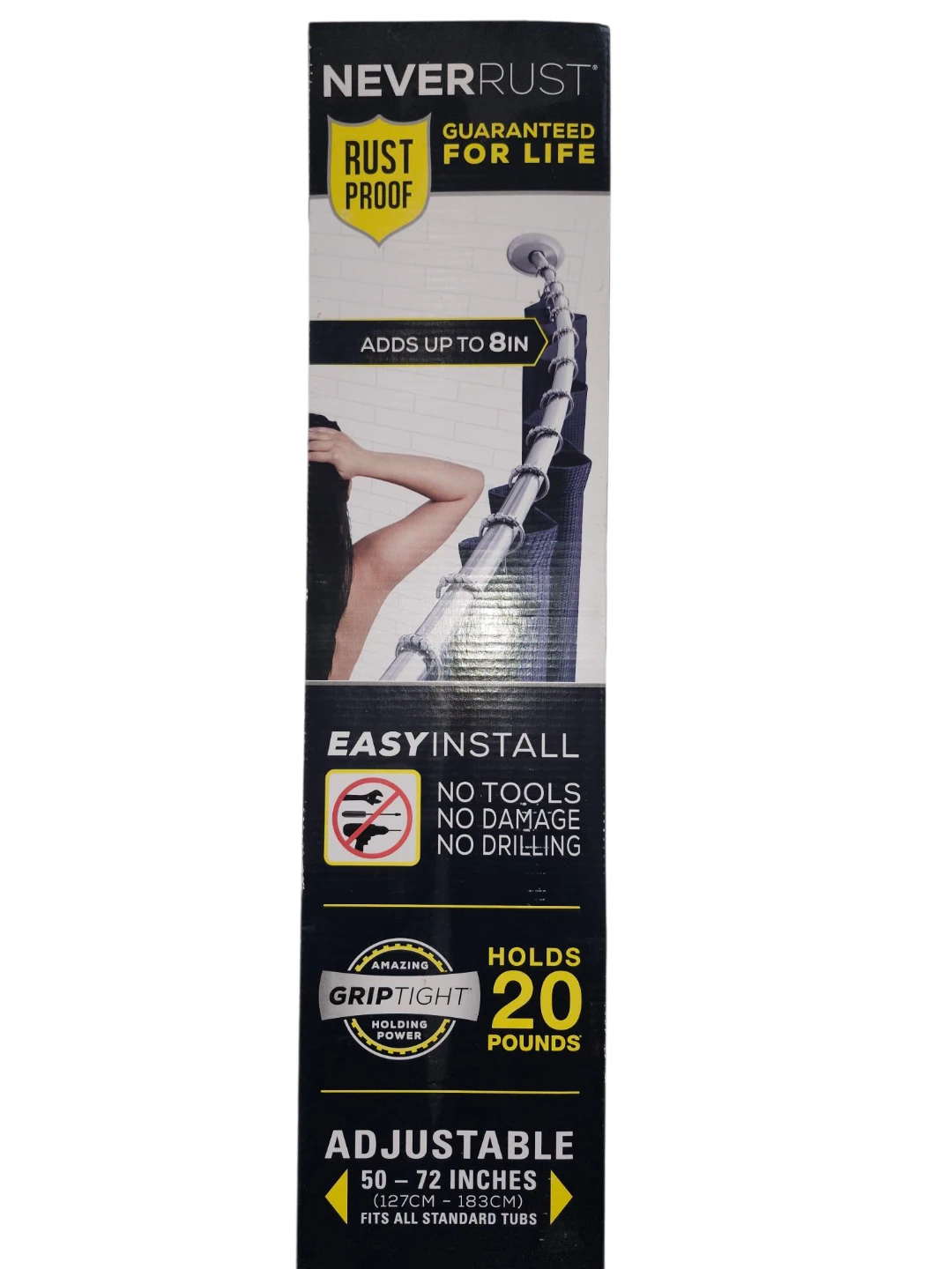 New in box Curved Shower Rod NeverRust 50 to 72 "  Adjustable - photo 5