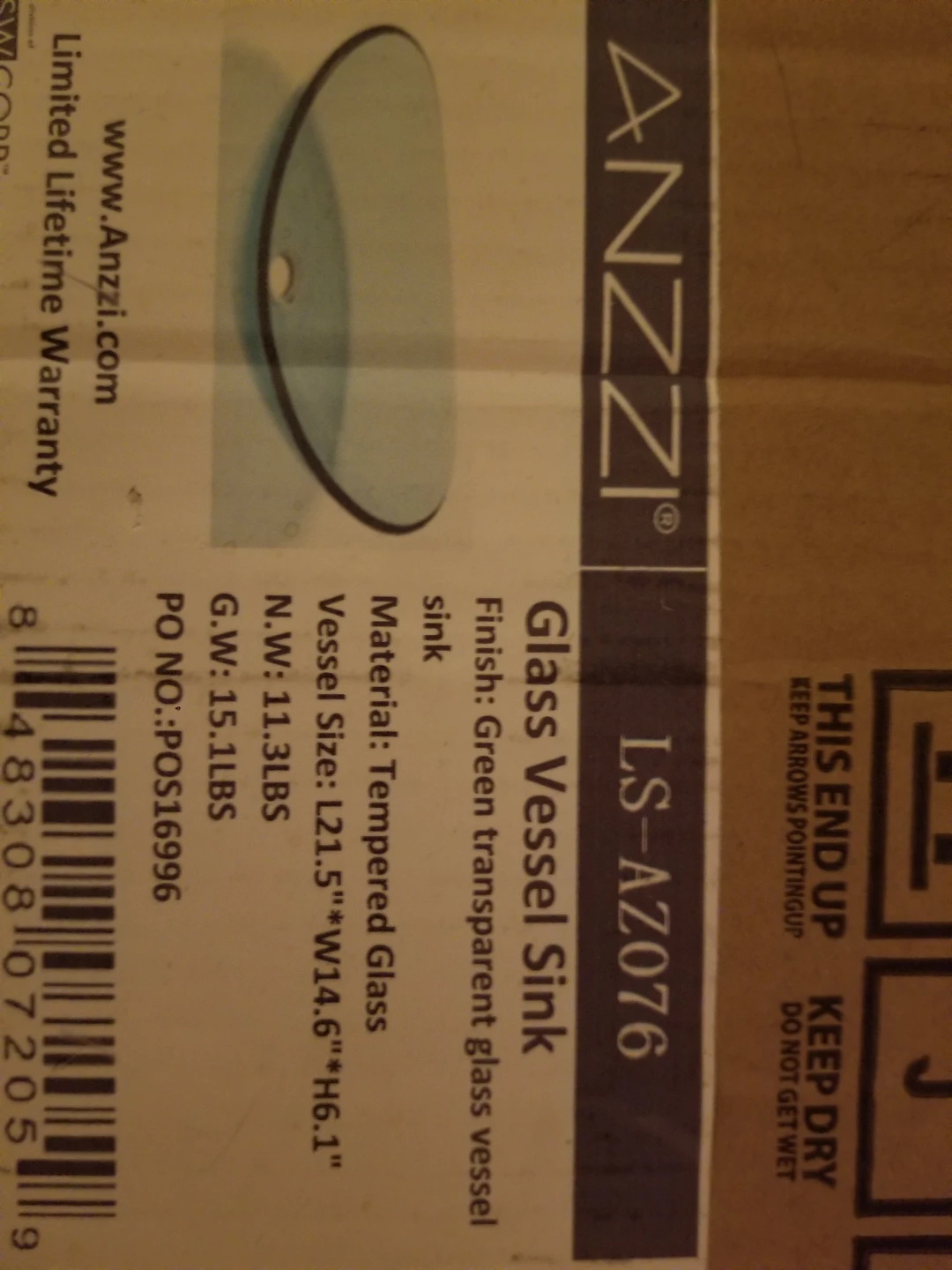 ANZZI Glass Vessel Sink LS-AZ076