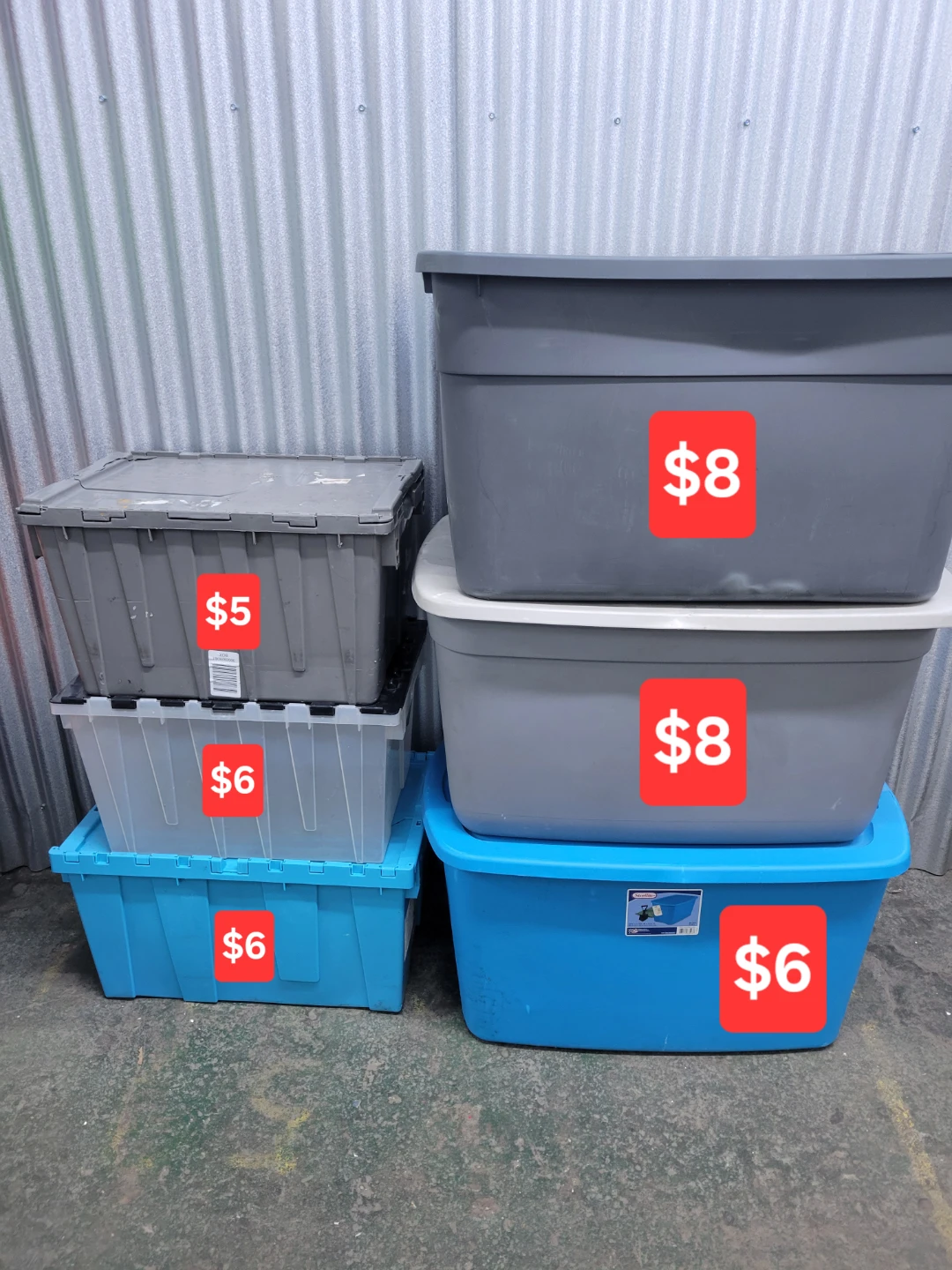 Assorted Plastic Storage Bins