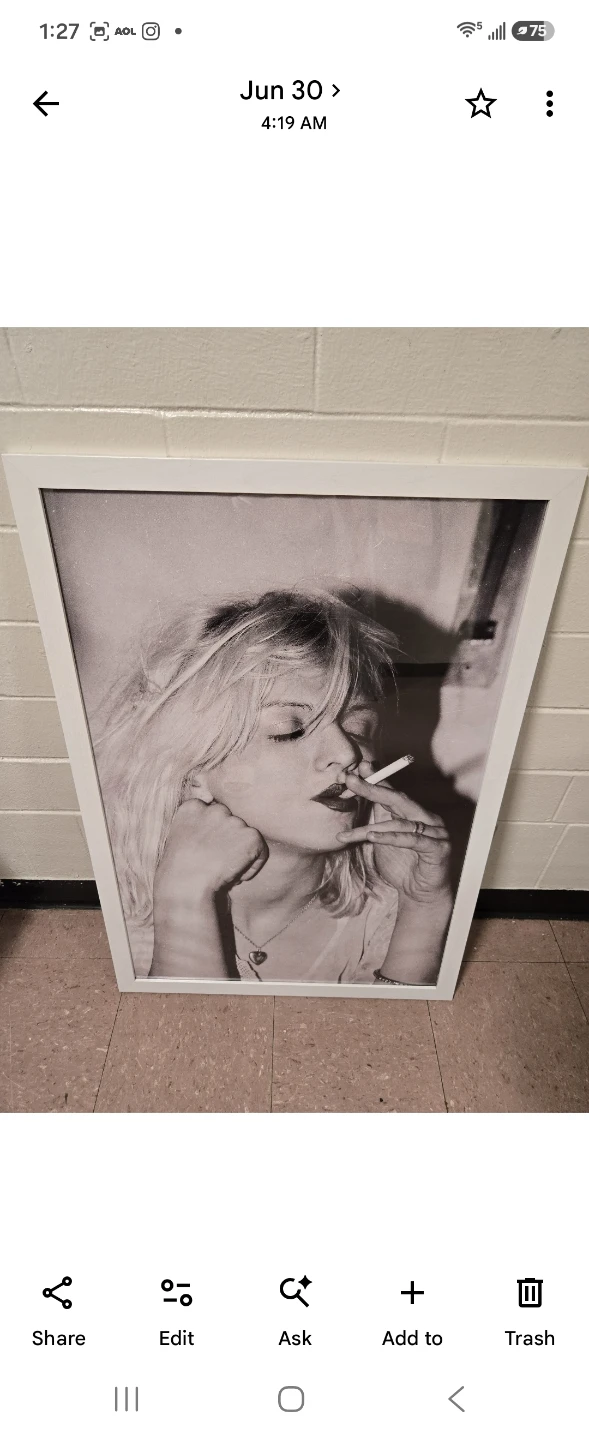Framed Courtney Love Smoking Grunge Art Print - photo 3