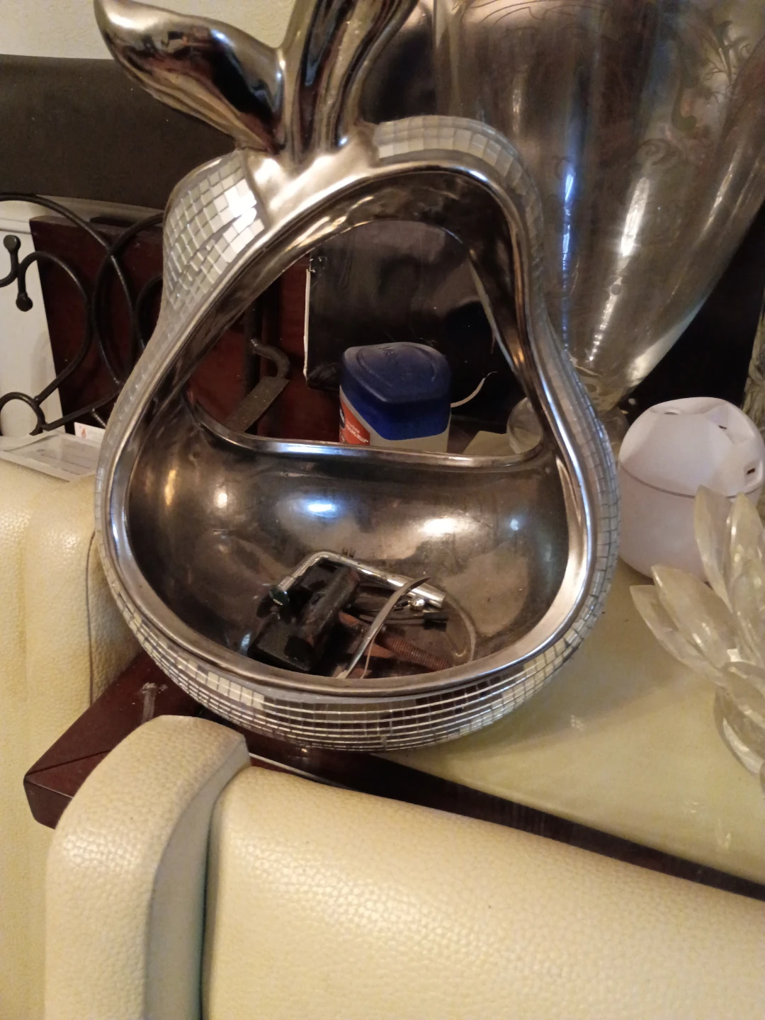Silver Pear-Shaped Decorative Bowl
