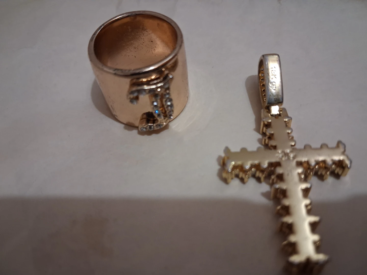 Gold Tone Ring and Cross Pendant Set - photo 2
